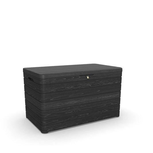 Toomax Dolomiti XXL 970L Garden Storage Deck Box - Anthracite Grey Woodgrain